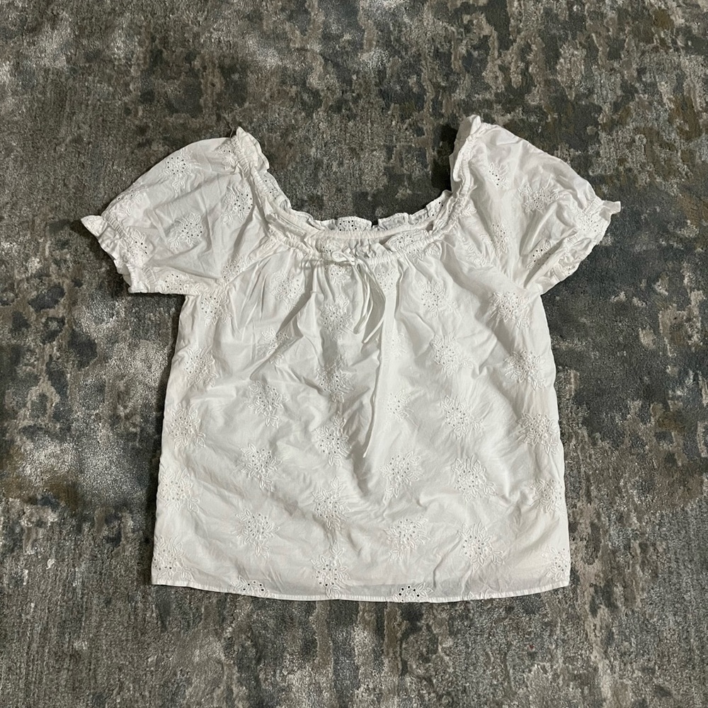 J.Crew Square-neck top with embroidered eyelet(XS)
